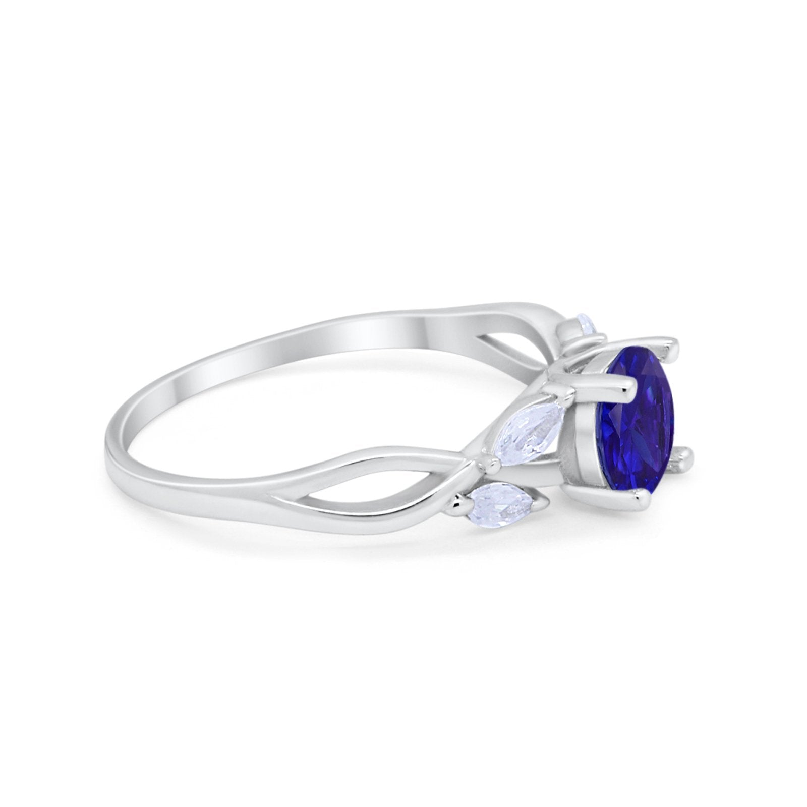 Art Deco Wedding Ring Marquise Simulated Cubic Zirconia 925 Sterling Silver
