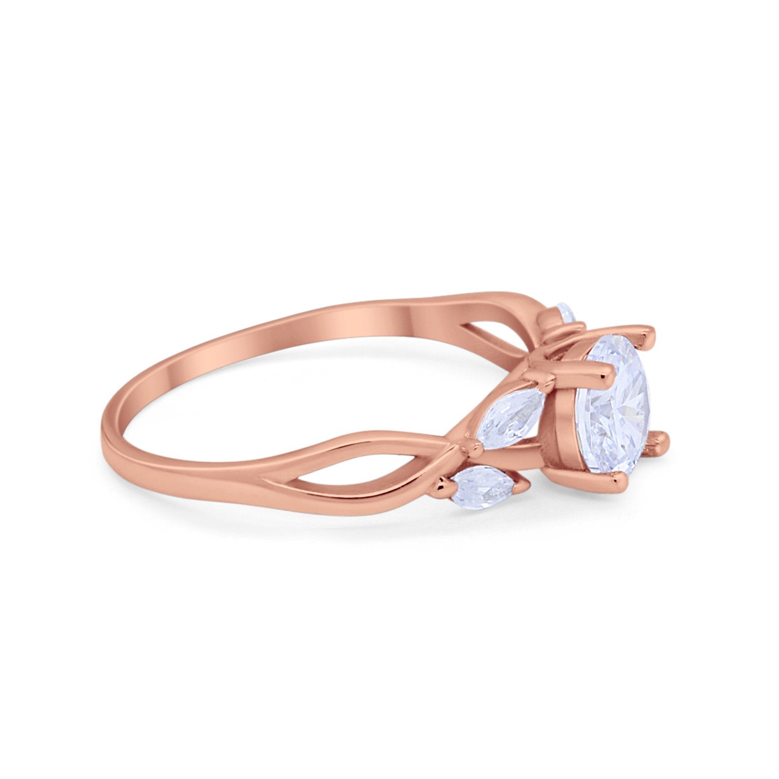 Art Deco Wedding Ring Marquise Simulated Cubic Zirconia 925 Sterling Silver