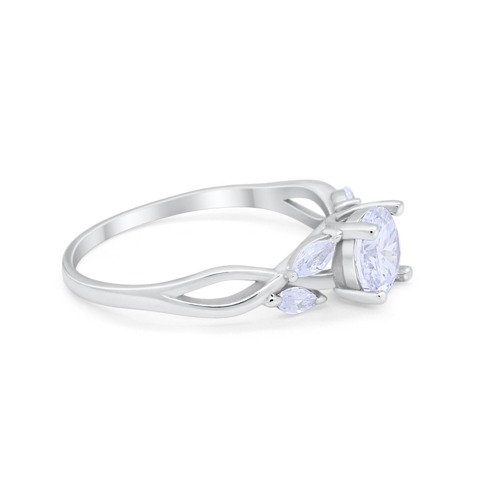 Art Deco Wedding Ring Marquise Simulated Cubic Zirconia 925 Sterling Silver