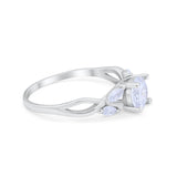 Art Deco Wedding Ring Marquise Simulated Cubic Zirconia 925 Sterling Silver