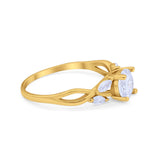 Art Deco Wedding Ring Marquise Simulated Cubic Zirconia 925 Sterling Silver