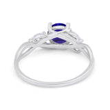 Art Deco Wedding Ring Marquise Simulated Cubic Zirconia 925 Sterling Silver