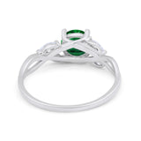 Art Deco Wedding Ring Marquise Simulated Cubic Zirconia 925 Sterling Silver