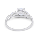 Art Deco Wedding Ring Marquise Simulated Cubic Zirconia 925 Sterling Silver