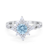 Floral Vintage Style Wedding Engagement Ring Round Cubic Zirconia 925 Sterling Silver