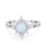 Floral Vintage Style Wedding Engagement Ring Round Cubic Zirconia 925 Sterling Silver