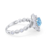 Floral Vintage Style Wedding Engagement Ring Round Cubic Zirconia 925 Sterling Silver