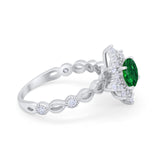 Floral Vintage Style Wedding Engagement Ring Round Cubic Zirconia 925 Sterling Silver