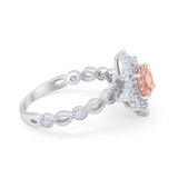 Floral Vintage Style Wedding Engagement Ring Round Cubic Zirconia 925 Sterling Silver