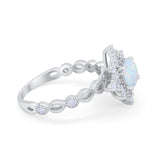 Floral Vintage Style Wedding Engagement Ring Round Cubic Zirconia 925 Sterling Silver