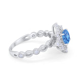 Floral Vintage Style Wedding Engagement Ring Round Cubic Zirconia 925 Sterling Silver