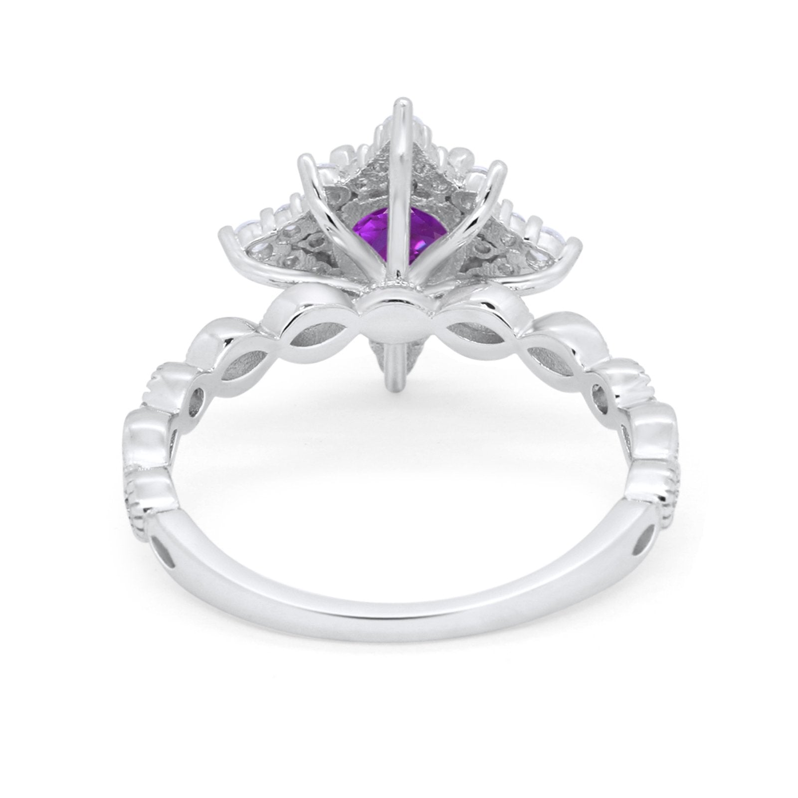 Floral Vintage Style Wedding Engagement Ring Round Cubic Zirconia 925 Sterling Silver