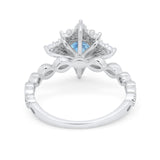 Floral Vintage Style Wedding Engagement Ring Round Cubic Zirconia 925 Sterling Silver