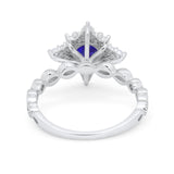 Floral Vintage Style Wedding Engagement Ring Round Cubic Zirconia 925 Sterling Silver