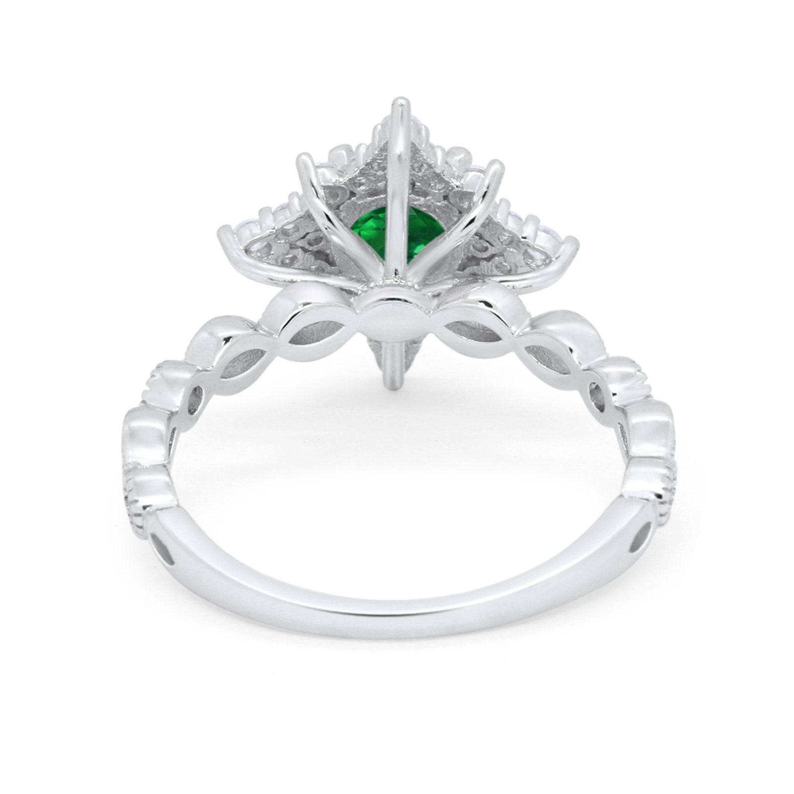 Floral Vintage Style Wedding Engagement Ring Round Cubic Zirconia 925 Sterling Silver
