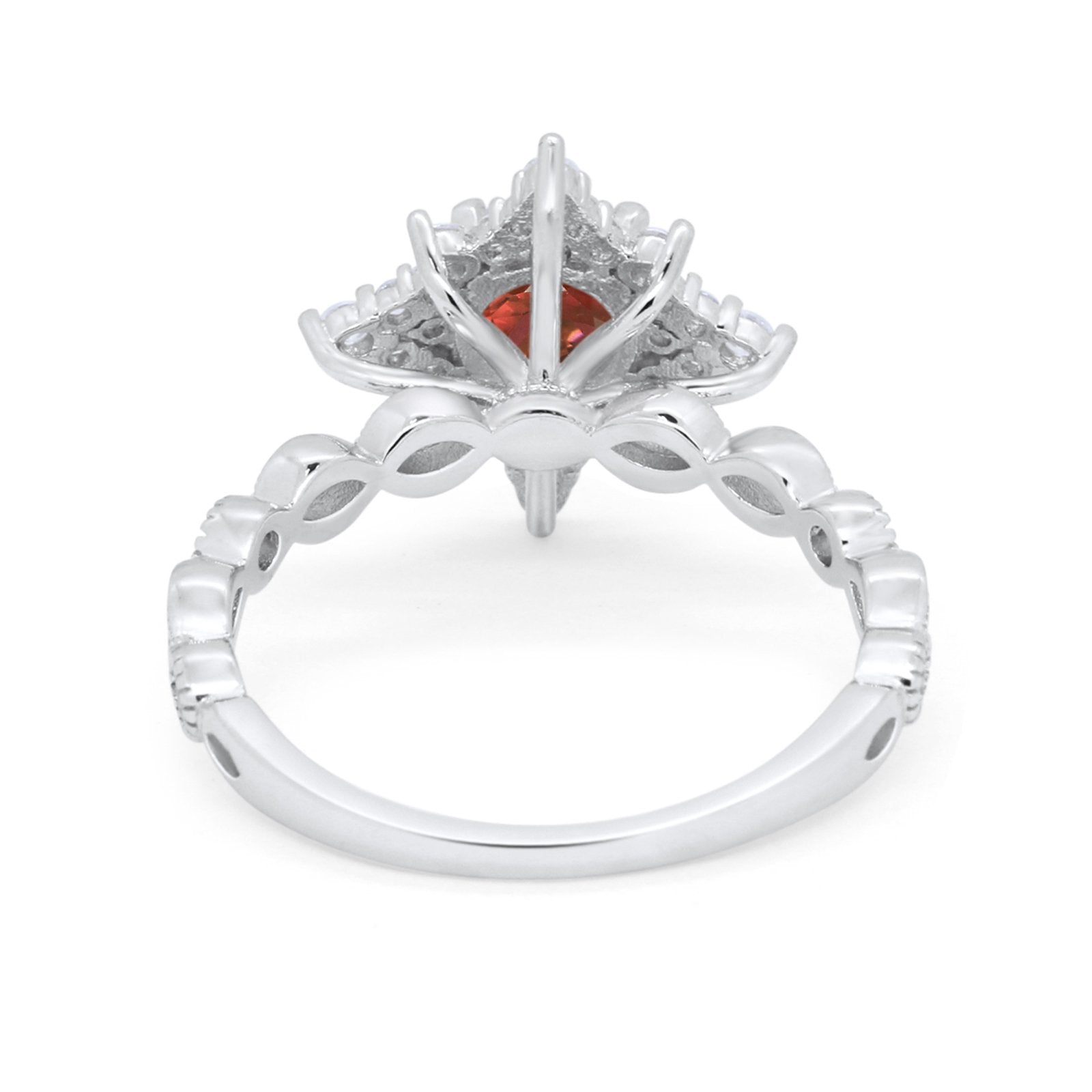Floral Vintage Style Wedding Engagement Ring Round Cubic Zirconia 925 Sterling Silver