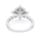 Floral Vintage Style Wedding Engagement Ring Round Cubic Zirconia 925 Sterling Silver