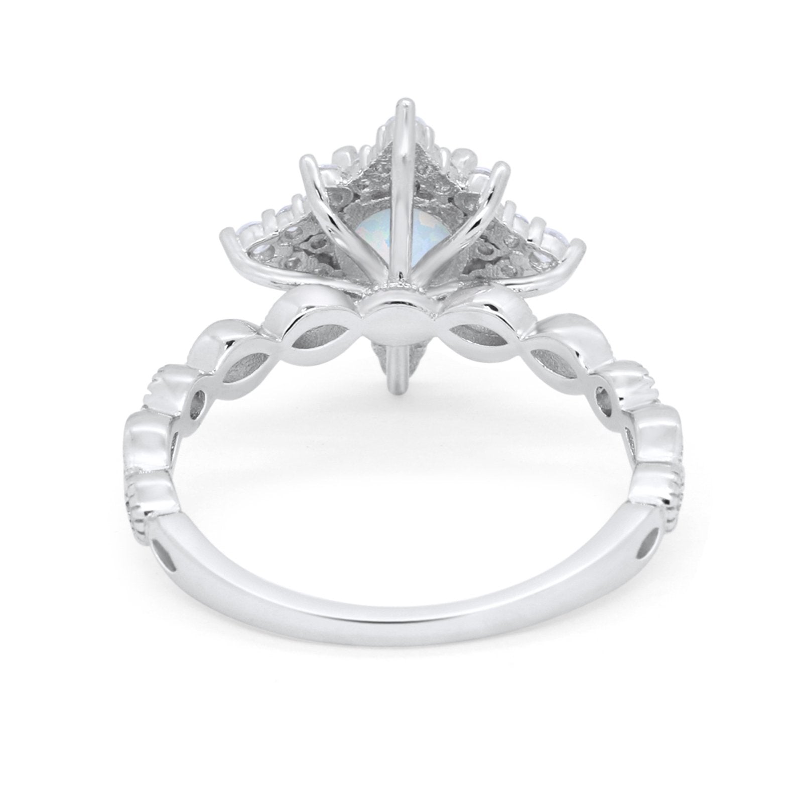 Floral Vintage Style Wedding Engagement Ring Round Cubic Zirconia 925 Sterling Silver