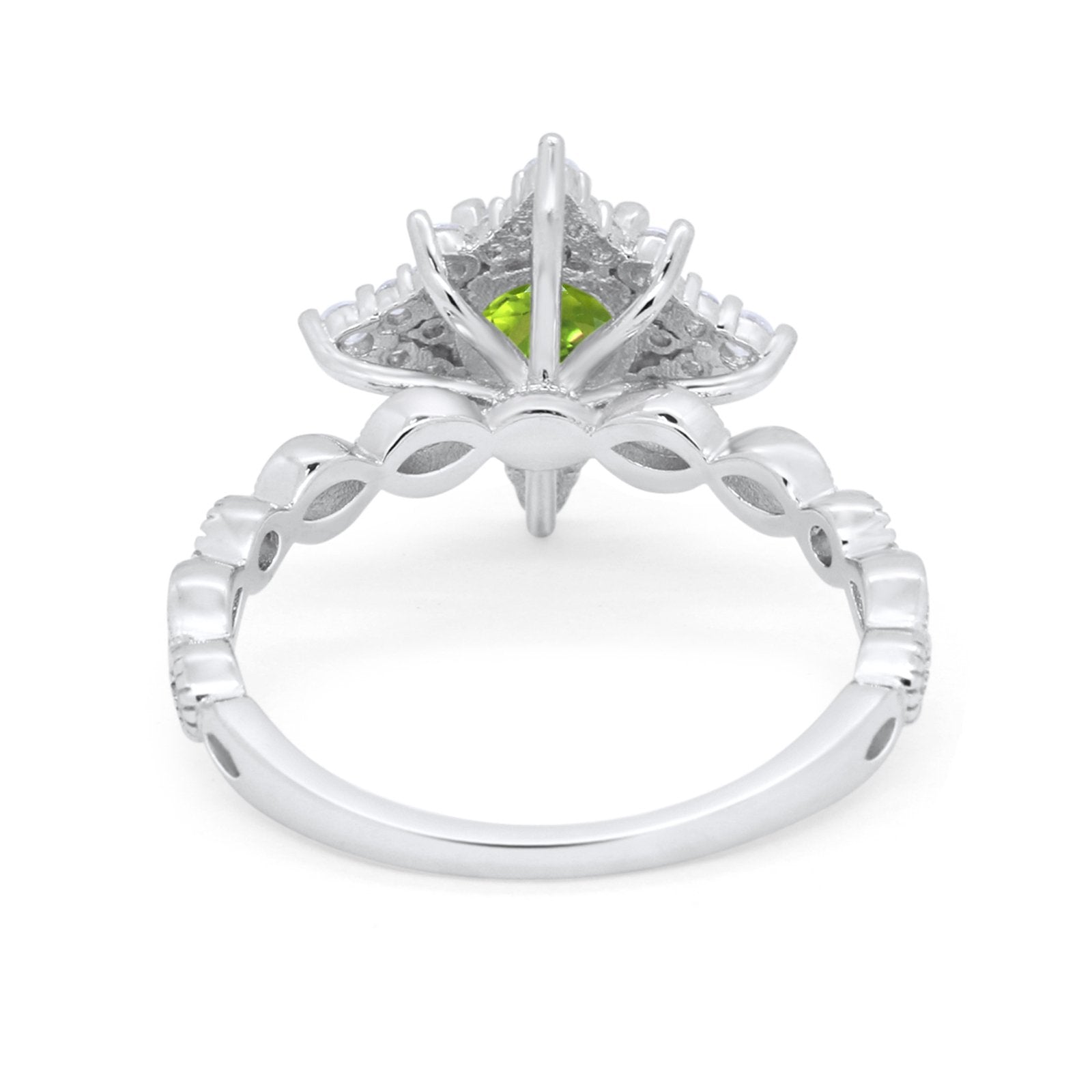 Floral Vintage Style Wedding Engagement Ring Round Cubic Zirconia 925 Sterling Silver