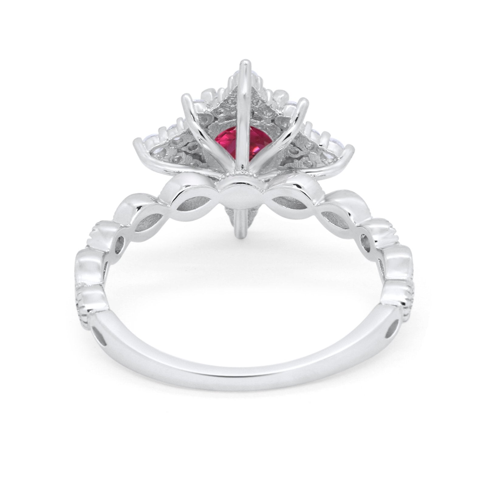 Floral Vintage Style Wedding Engagement Ring Round Cubic Zirconia 925 Sterling Silver