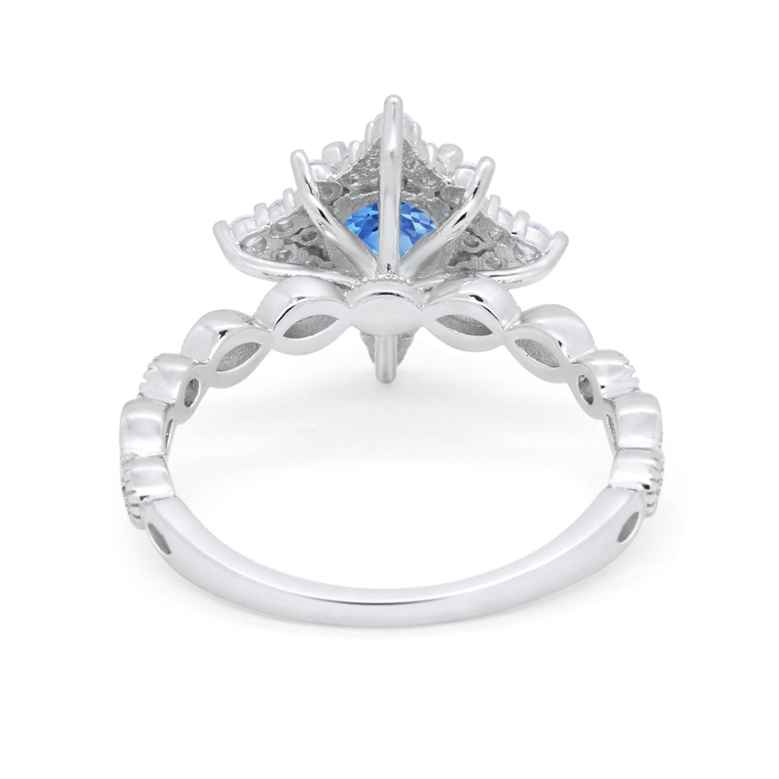 Floral Vintage Style Wedding Engagement Ring Round Cubic Zirconia 925 Sterling Silver