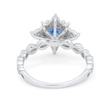 Floral Vintage Style Wedding Engagement Ring Round Cubic Zirconia 925 Sterling Silver