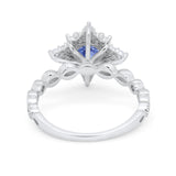 Floral Vintage Style Wedding Engagement Ring Round Cubic Zirconia 925 Sterling Silver