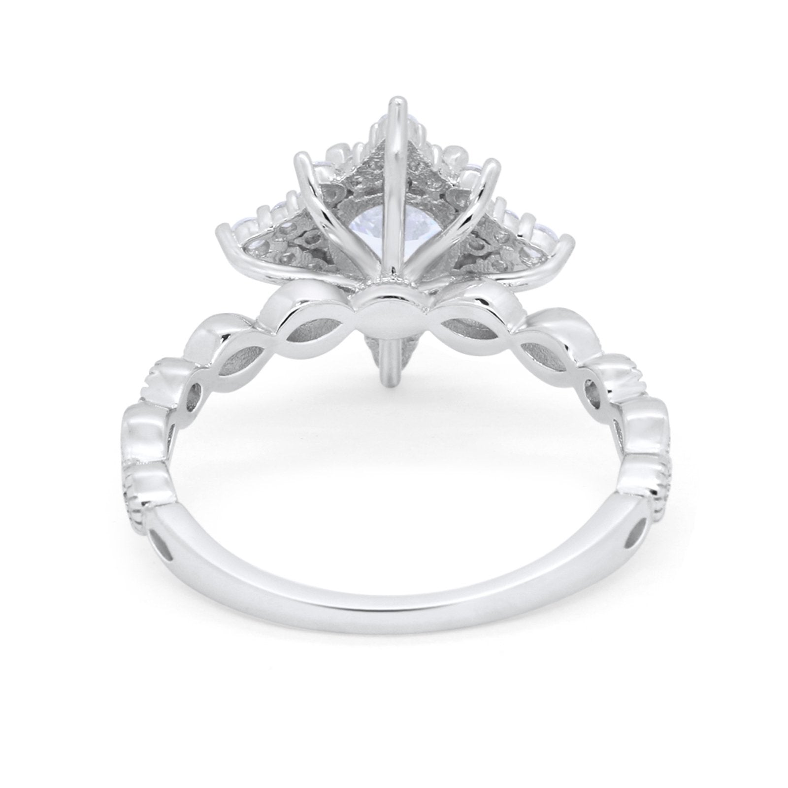 Floral Vintage Style Wedding Engagement Ring Round Cubic Zirconia 925 Sterling Silver
