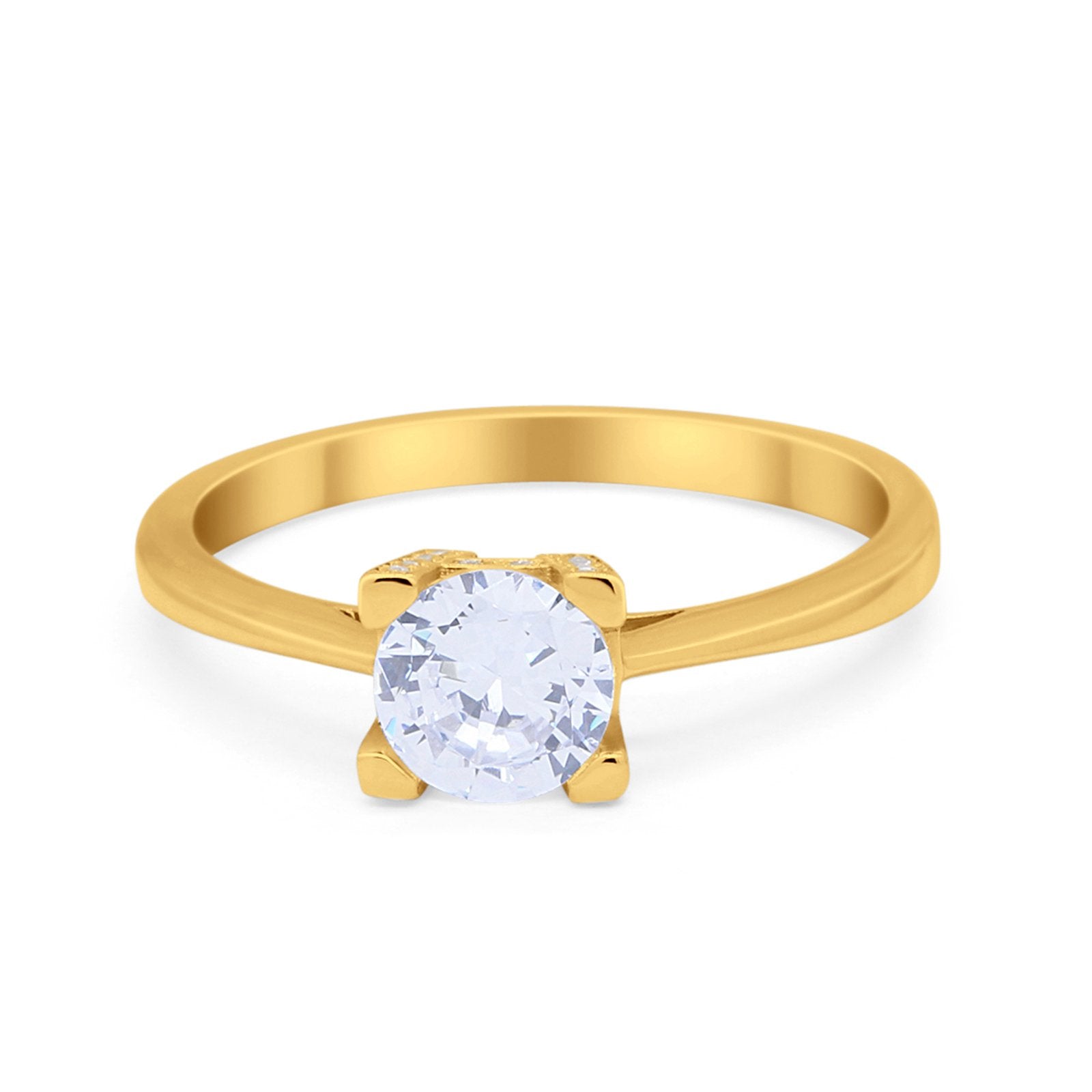 Art Deco Vintage Style Solitaire Wedding Ring Round Cubic Zirconia 925 Sterling Silver