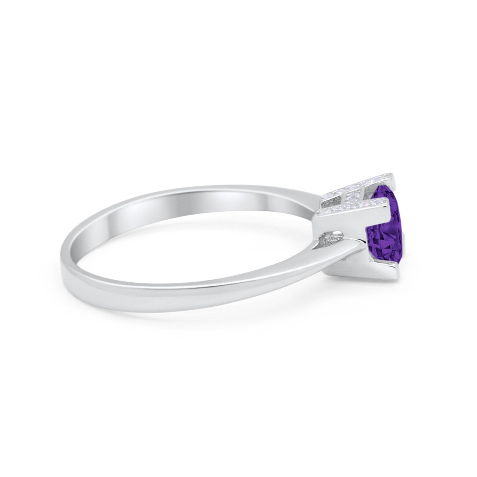 Art Deco Vintage Style Solitaire Wedding Ring Round Cubic Zirconia 925 Sterling Silver
