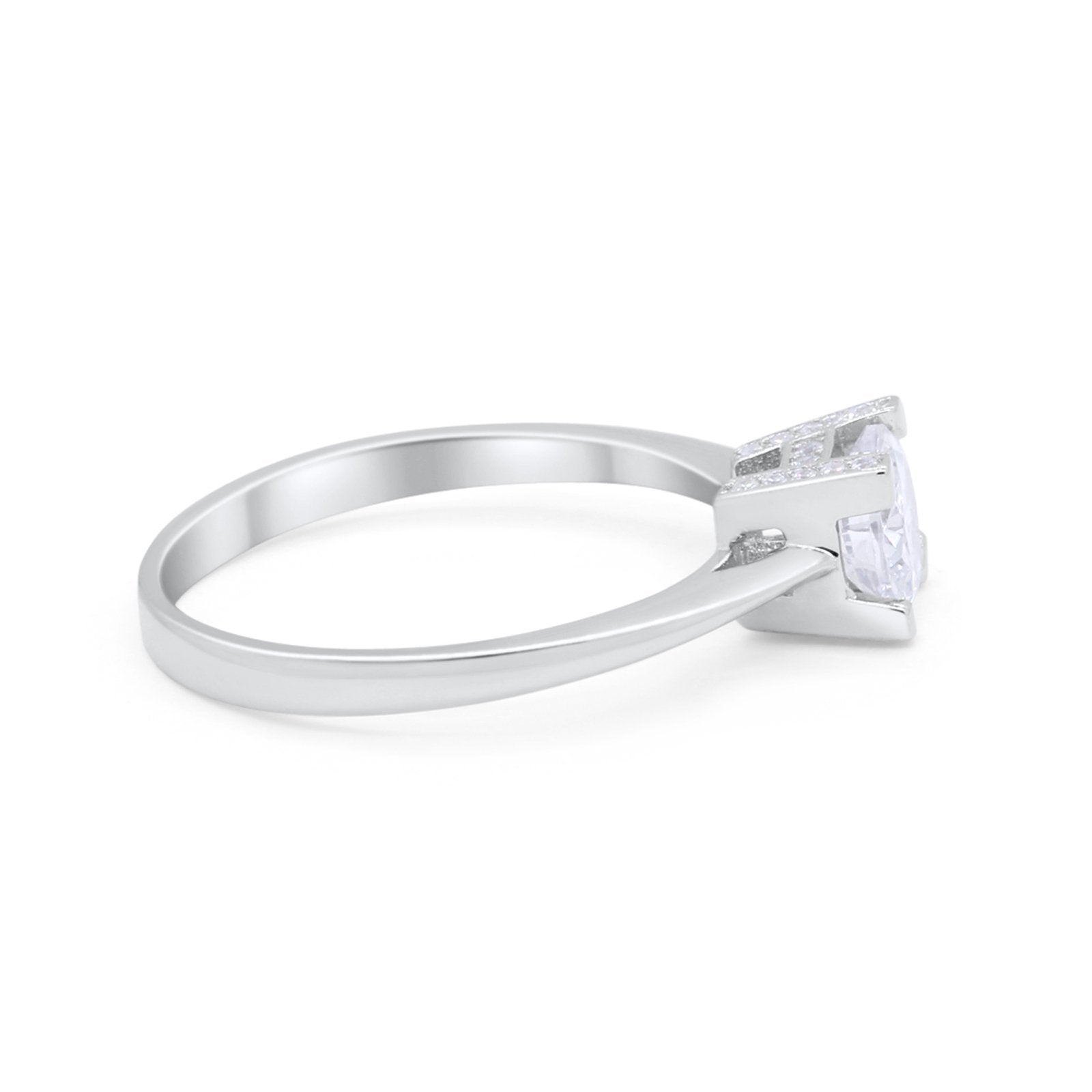 Art Deco Vintage Style Solitaire Wedding Ring Round Cubic Zirconia 925 Sterling Silver