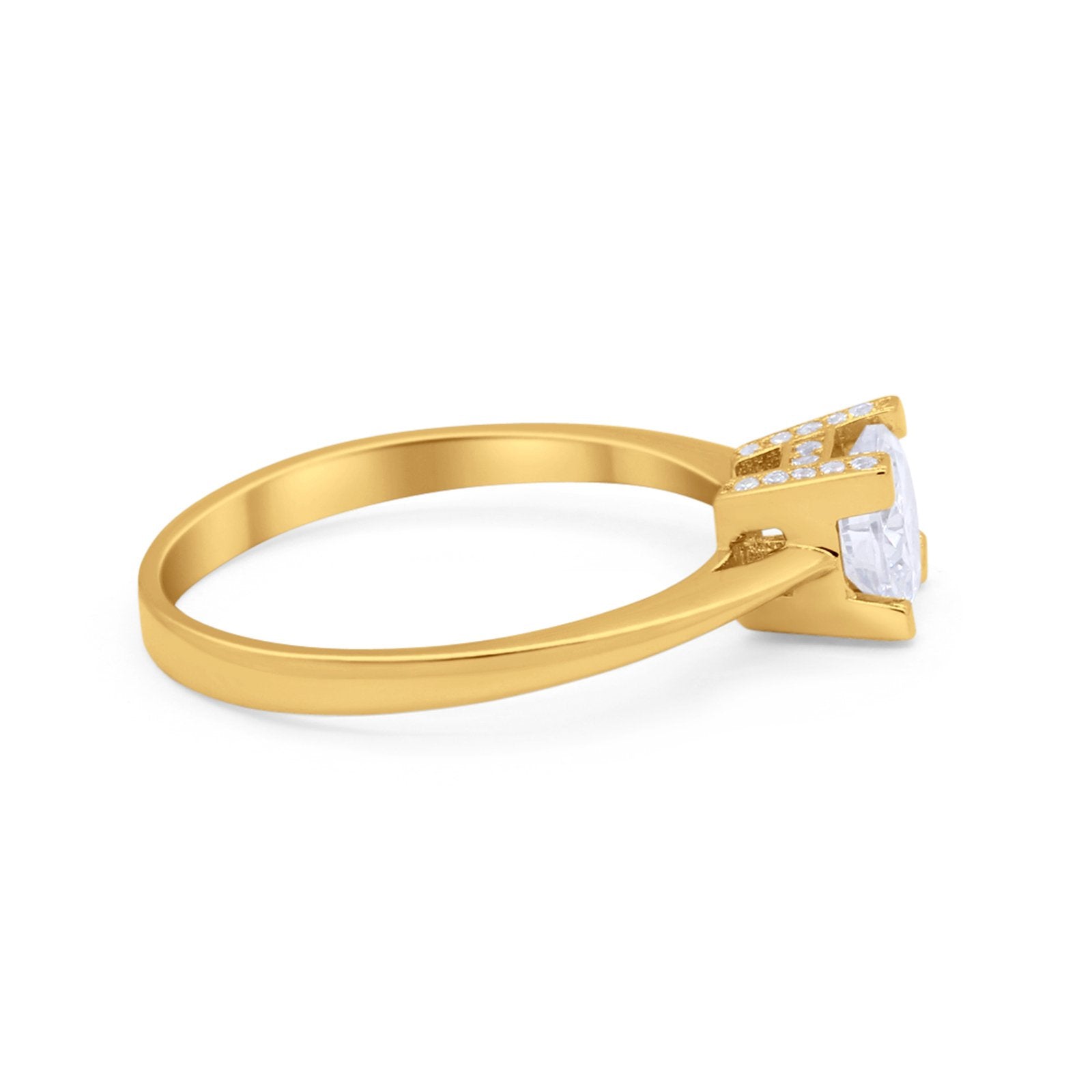 Art Deco Vintage Style Solitaire Wedding Ring Round Cubic Zirconia 925 Sterling Silver