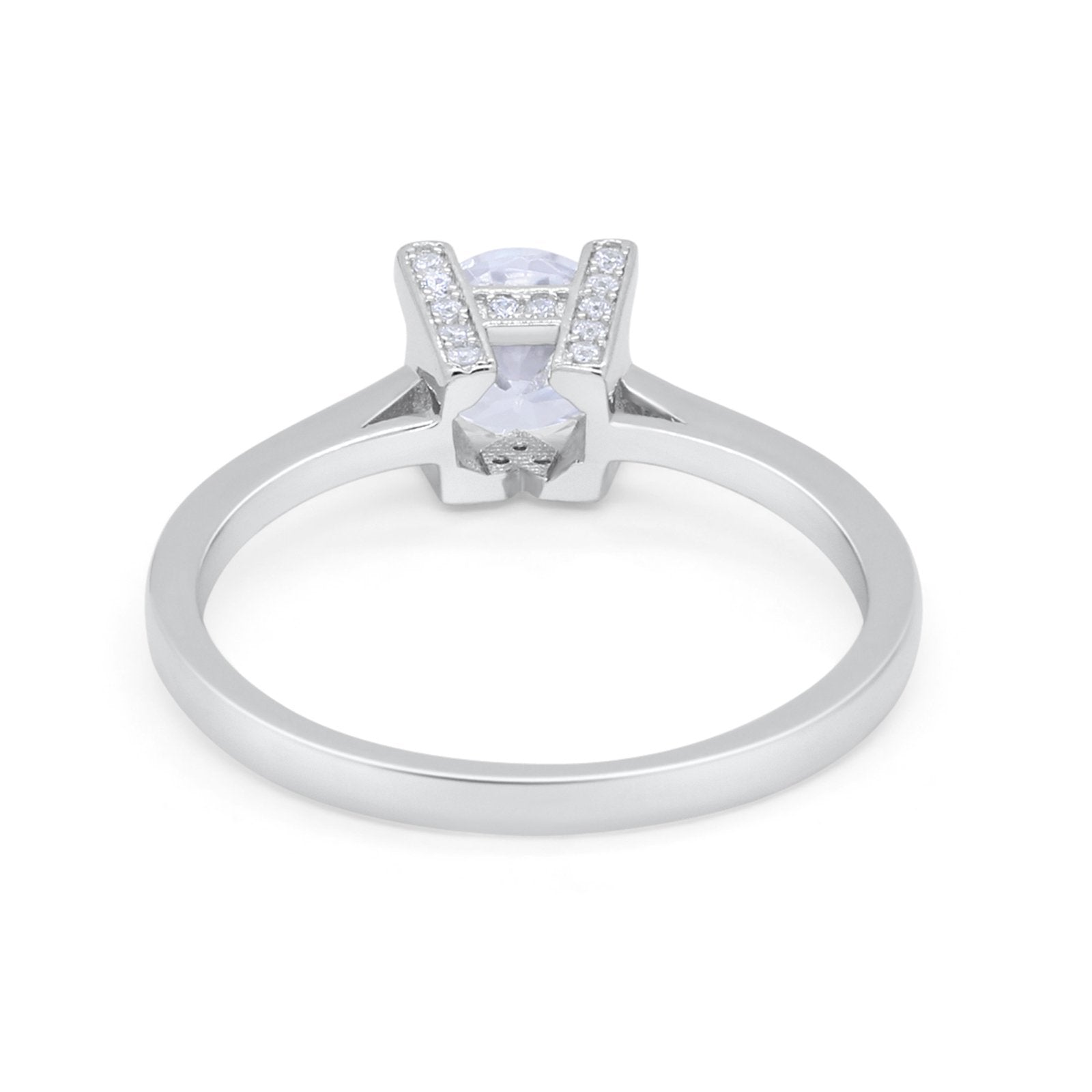Art Deco Vintage Style Solitaire Wedding Ring Round Cubic Zirconia 925 Sterling Silver