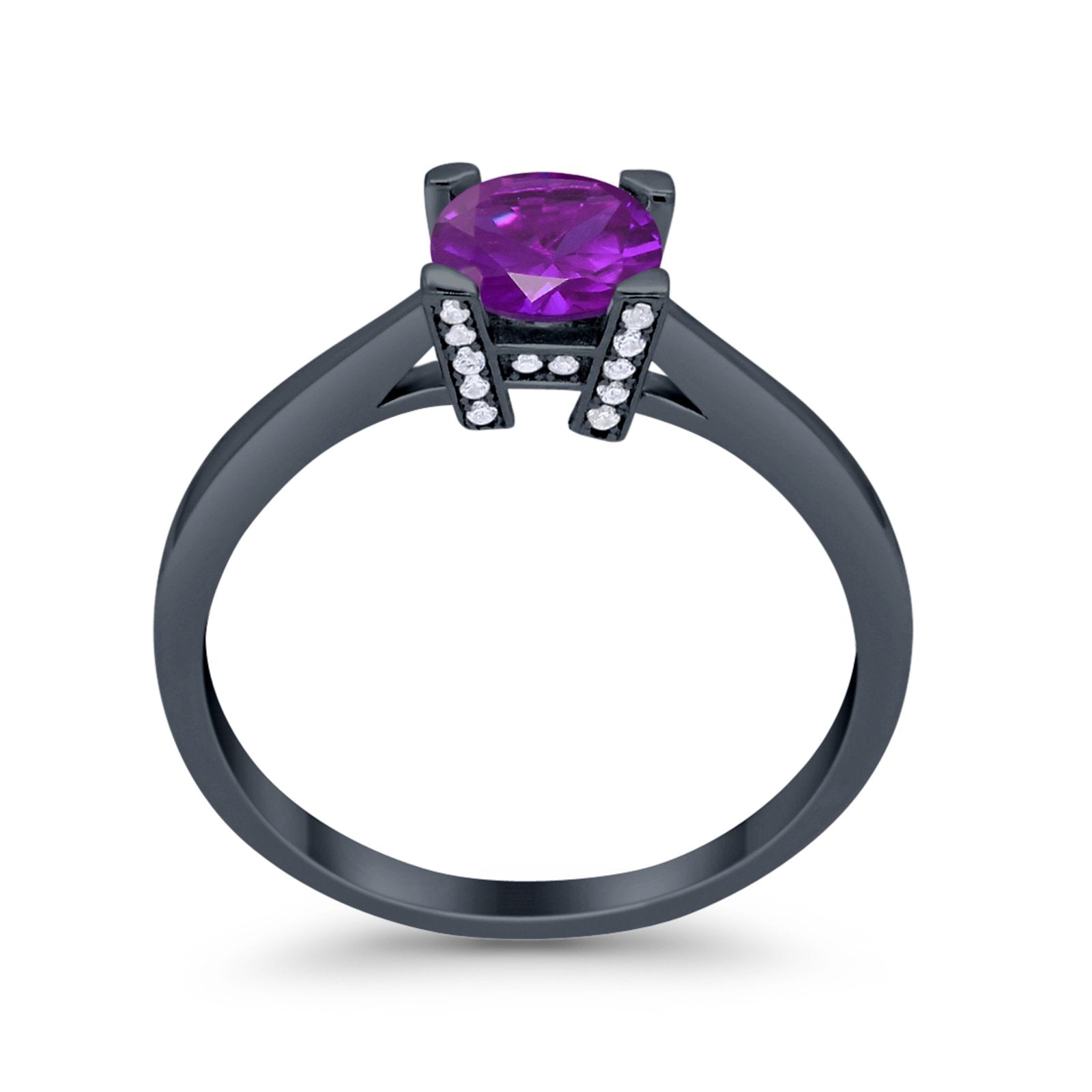Art Deco Vintage Style Solitaire Wedding Ring Round Cubic Zirconia 925 Sterling Silver