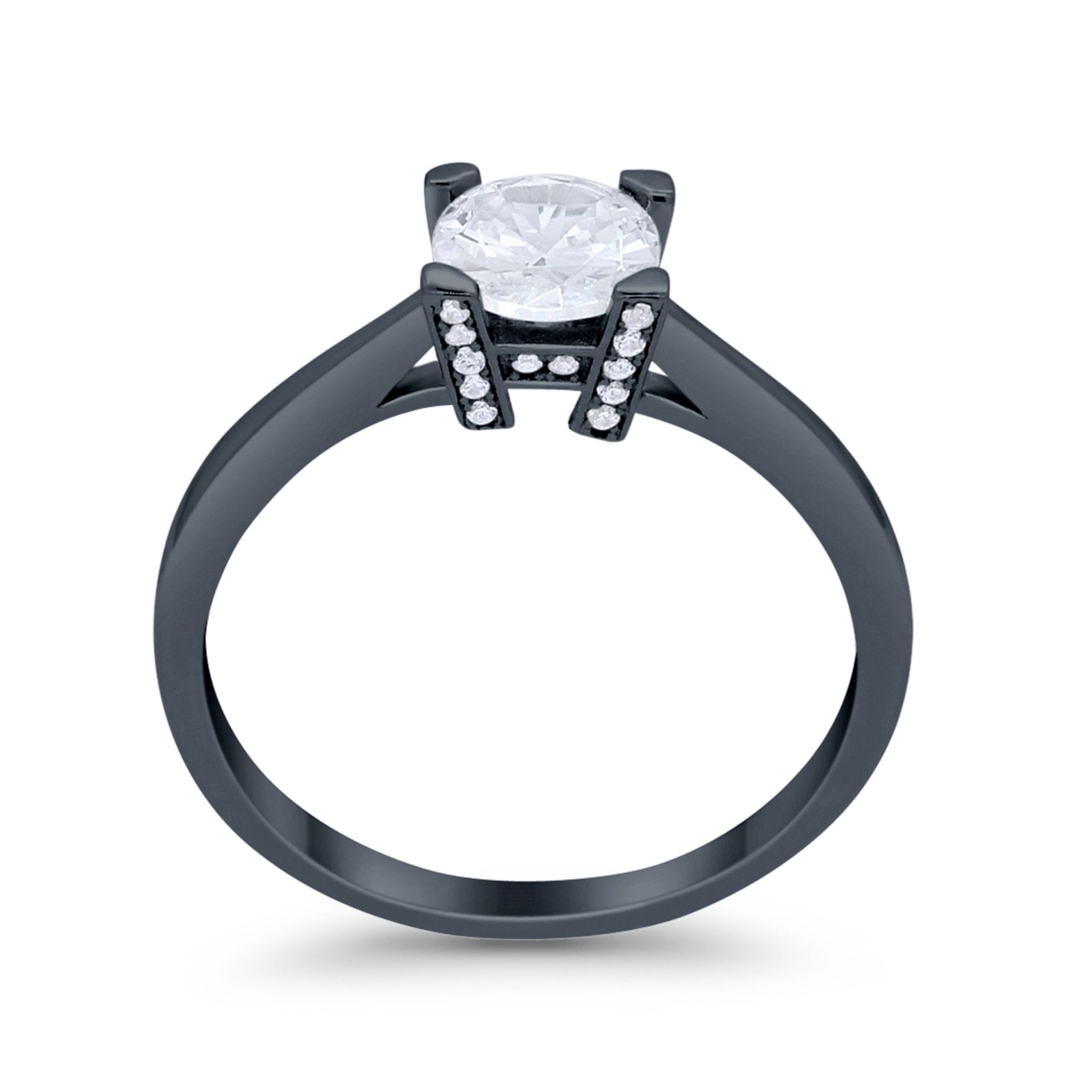 Art Deco Vintage Style Solitaire Wedding Ring Round Cubic Zirconia 925 Sterling Silver