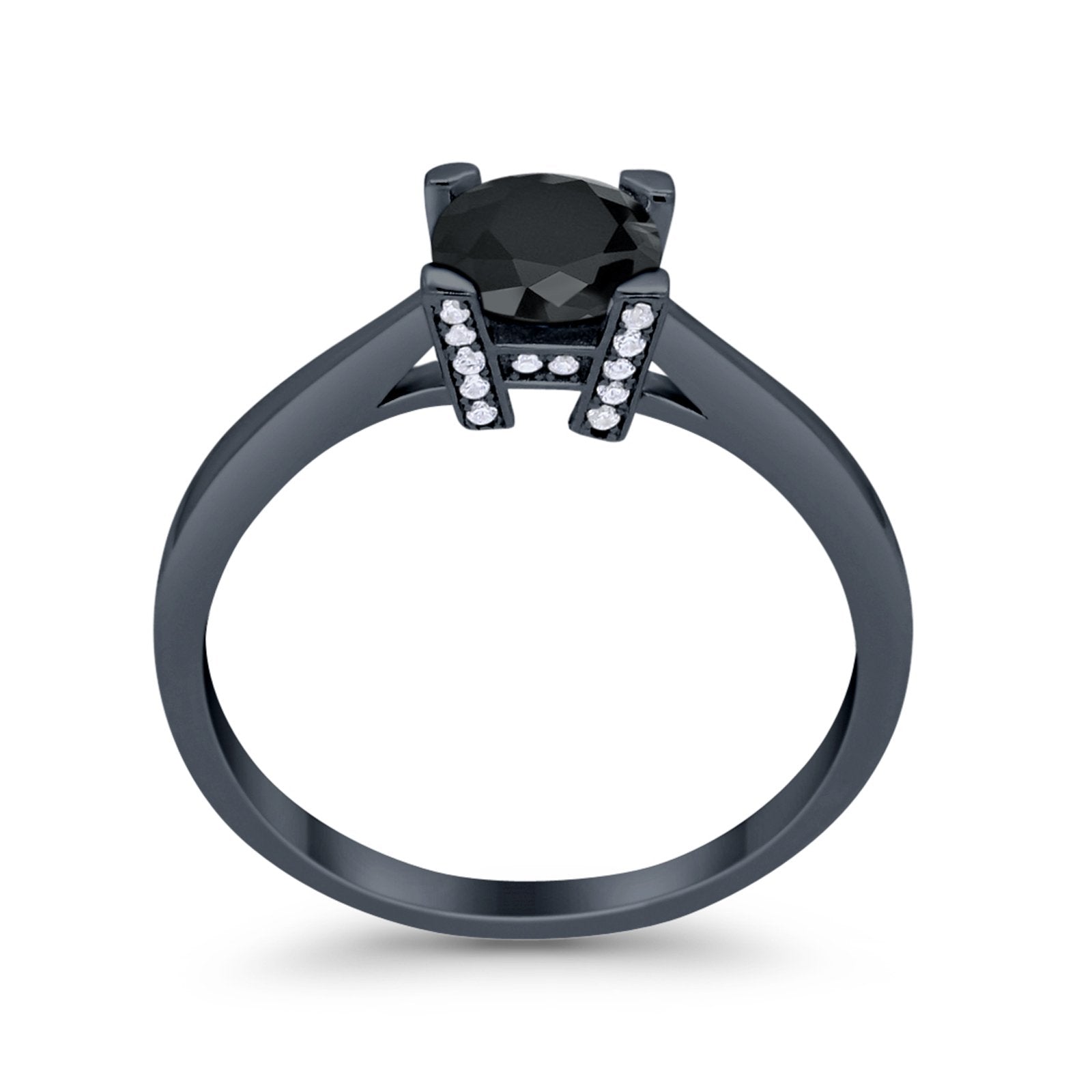 Art Deco Vintage Style Solitaire Wedding Ring Round Cubic Zirconia 925 Sterling Silver