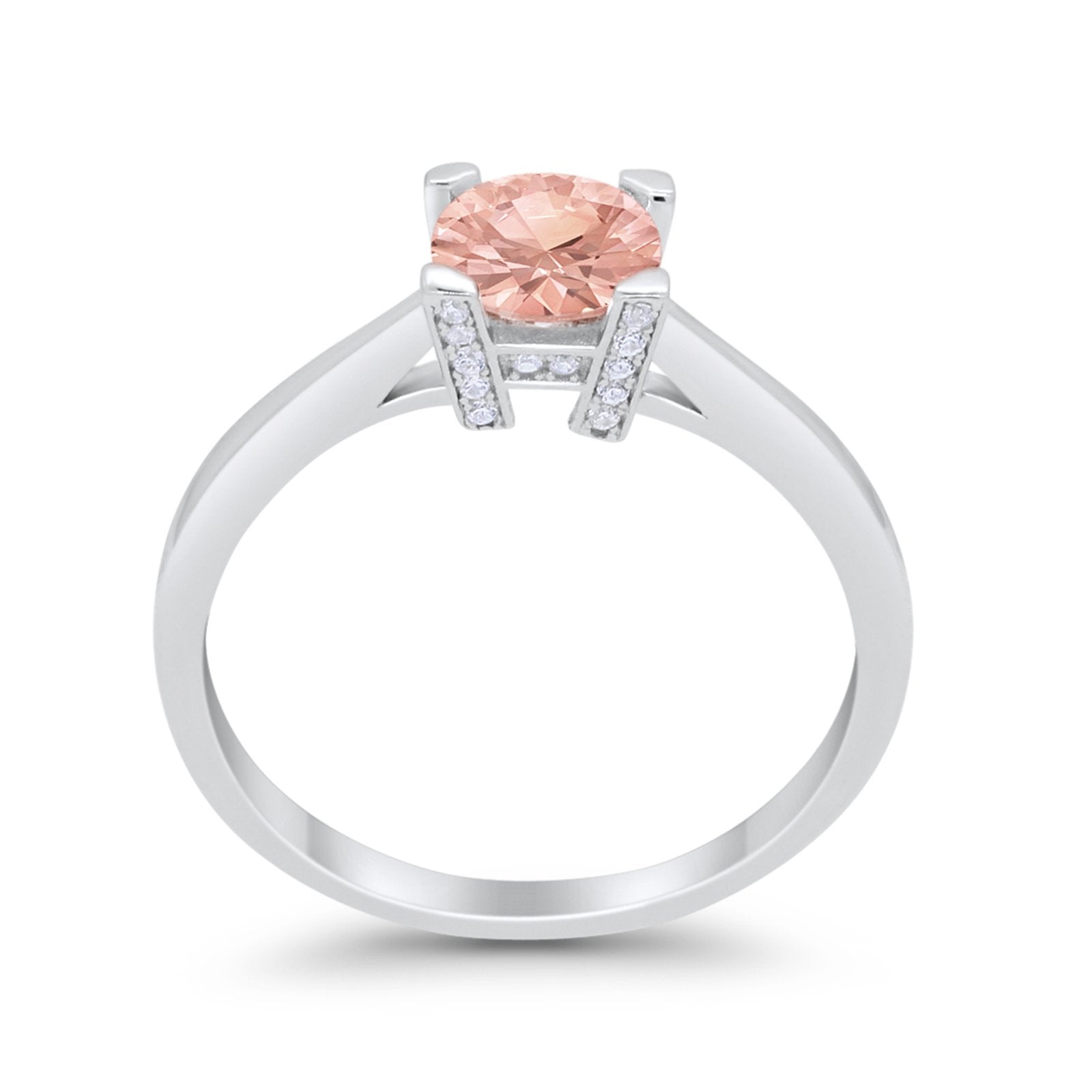 Art Deco Vintage Style Solitaire Wedding Ring Round Cubic Zirconia 925 Sterling Silver
