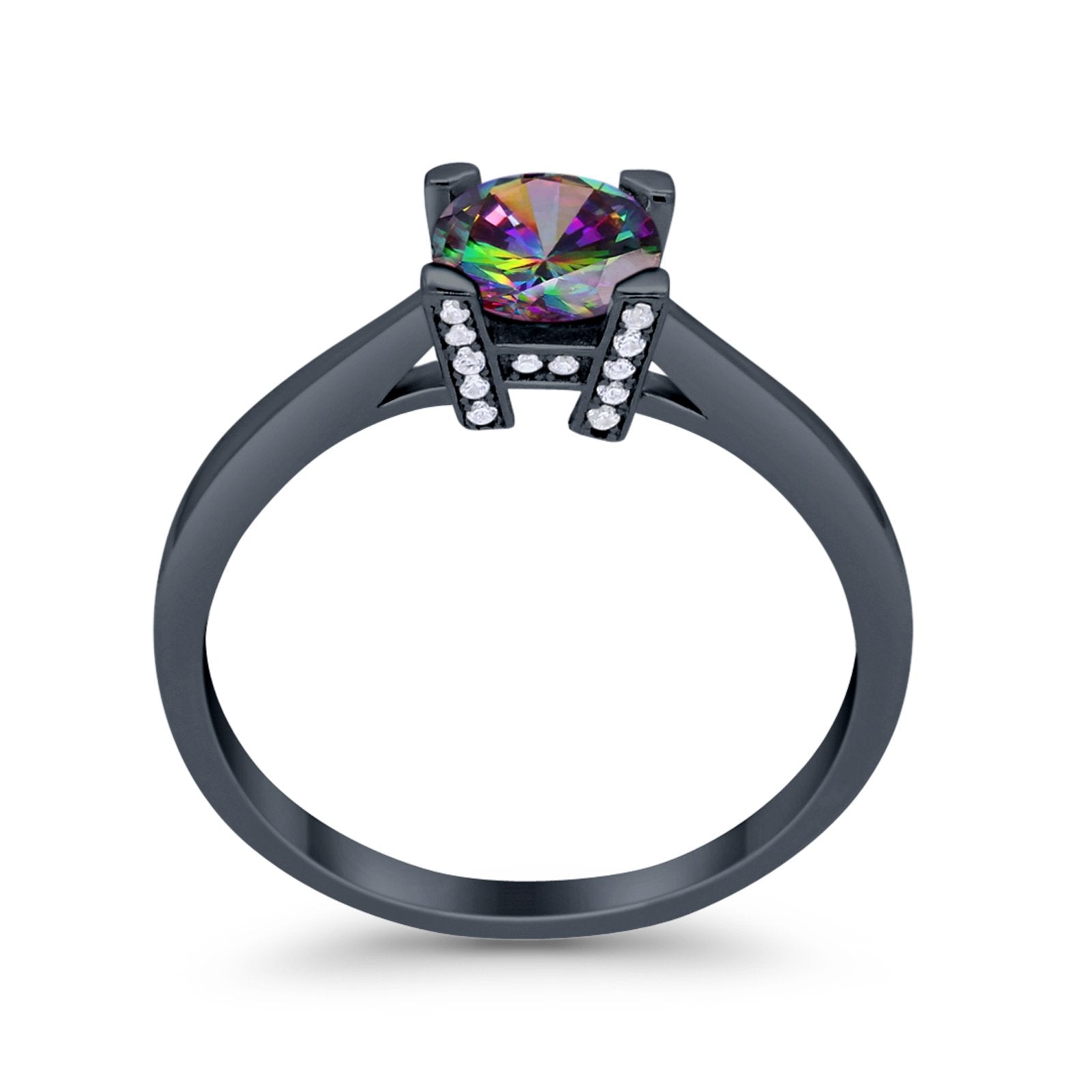 Art Deco Vintage Style Solitaire Wedding Ring Round Cubic Zirconia 925 Sterling Silver