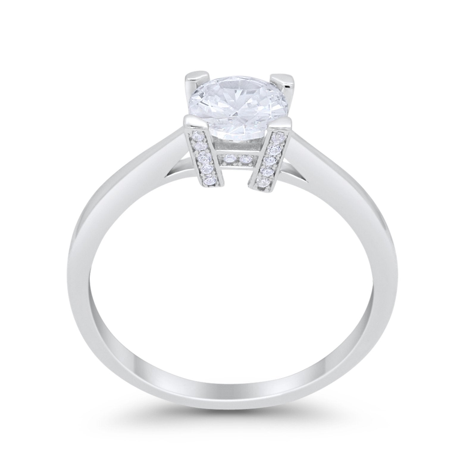 Art Deco Vintage Style Solitaire Wedding Ring Round Cubic Zirconia 925 Sterling Silver