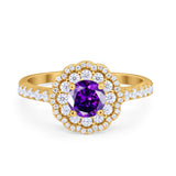 Art Deco Halo Wedding Ring Simulated Cubic Zirconia Accent 925 Sterling Silver