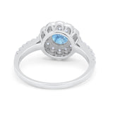 Art Deco Halo Wedding Ring Simulated Cubic Zirconia Accent 925 Sterling Silver