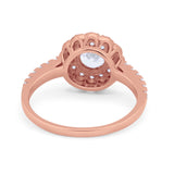 Art Deco Halo Wedding Ring Simulated Cubic Zirconia Accent 925 Sterling Silver