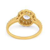 Art Deco Halo Wedding Ring Simulated Cubic Zirconia Accent 925 Sterling Silver