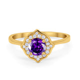 Halo Wedding Engagement Bridal Ring Art Deco Round Cubic Zirconia 925 Sterling Silver