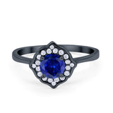 Halo Wedding Engagement Bridal Ring Art Deco Round Cubic Zirconia 925 Sterling Silver