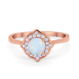 Halo Wedding Engagement Bridal Ring Art Deco Round Cubic Zirconia 925 Sterling Silver