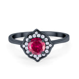 Halo Wedding Engagement Bridal Ring Art Deco Round Cubic Zirconia 925 Sterling Silver