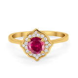 Halo Wedding Engagement Bridal Ring Art Deco Round Cubic Zirconia 925 Sterling Silver