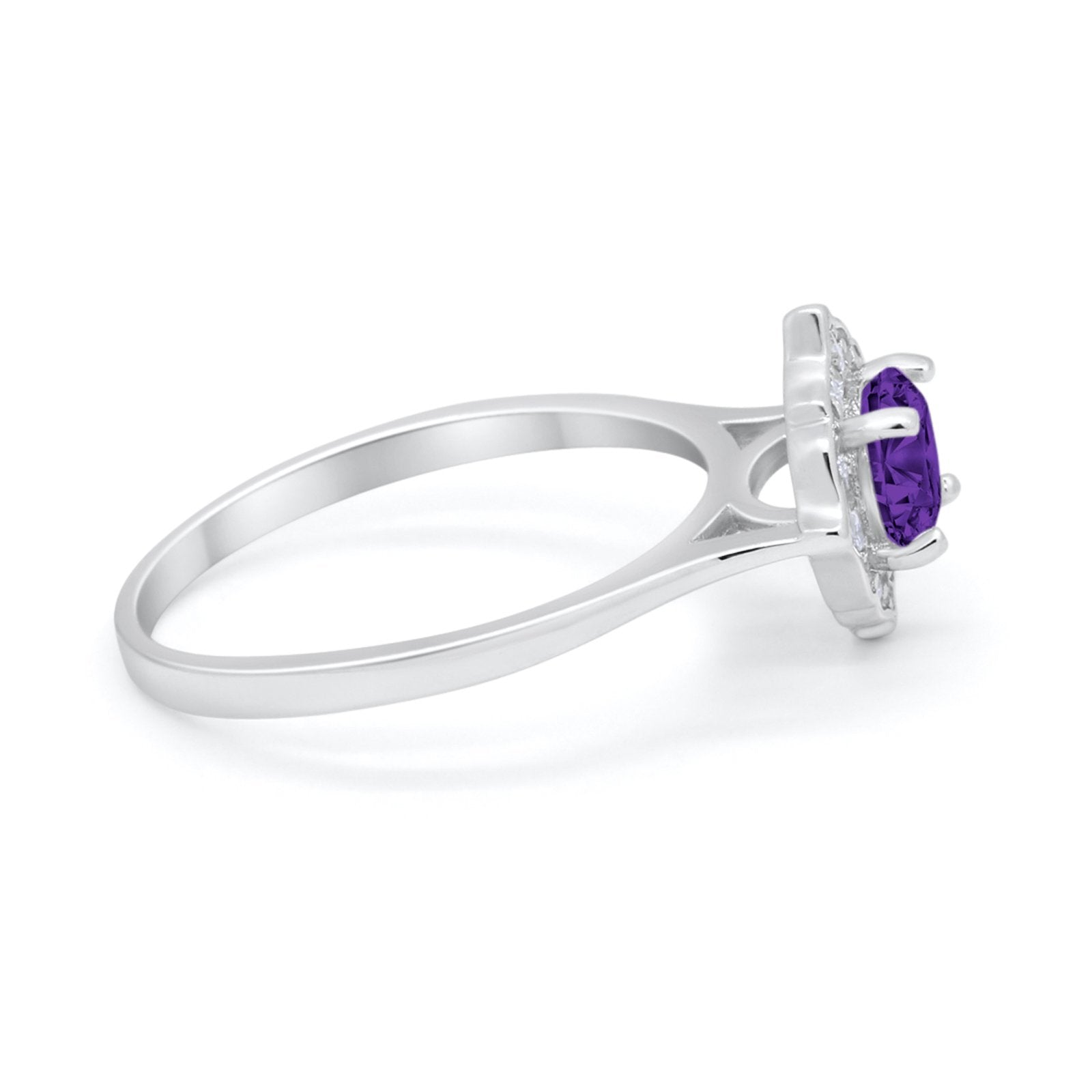 Halo Wedding Engagement Bridal Ring Art Deco Round Cubic Zirconia 925 Sterling Silver
