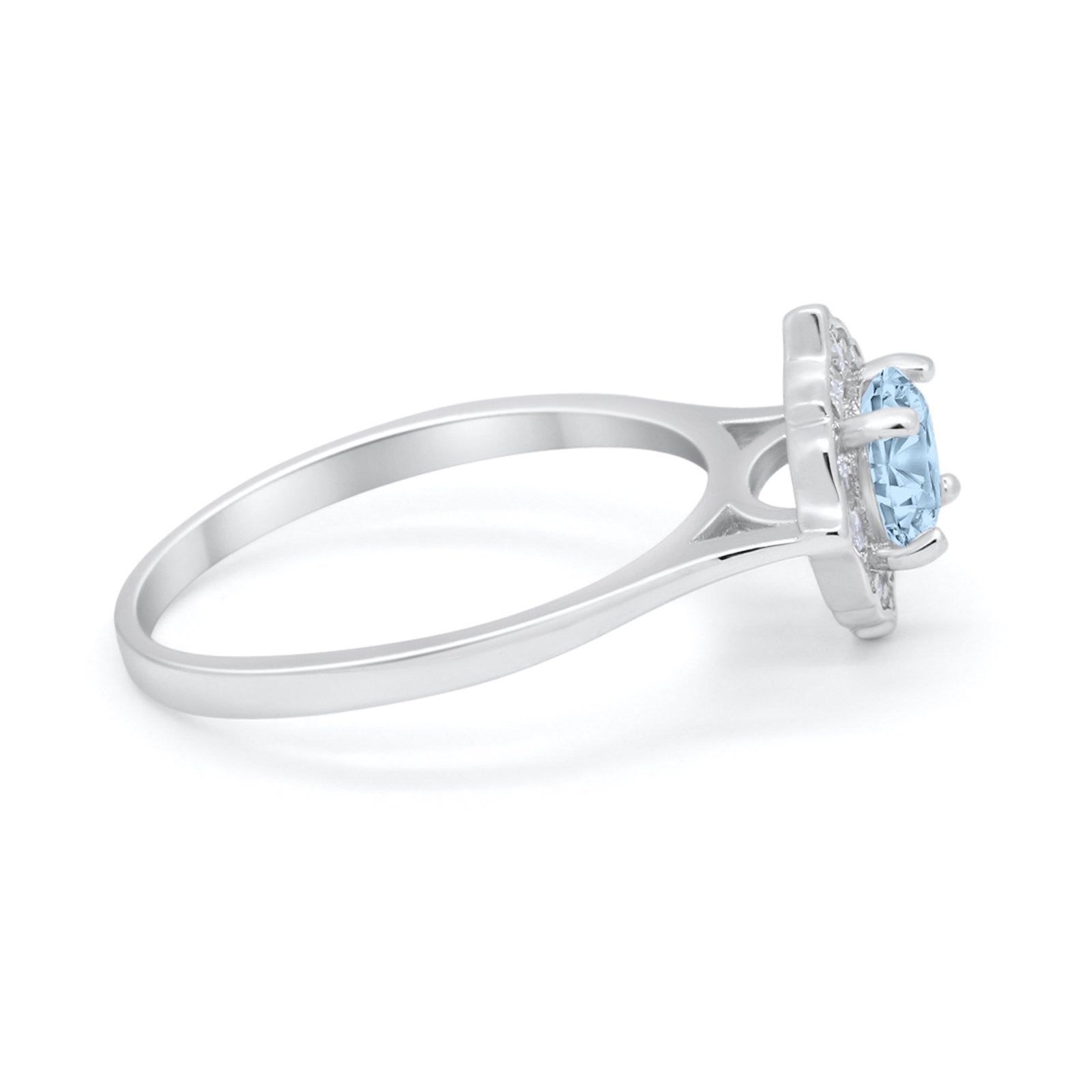 Halo Wedding Engagement Bridal Ring Art Deco Round Cubic Zirconia 925 Sterling Silver